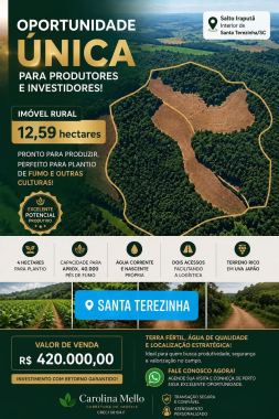 OPORTUNIDADE RARA PARA INVESTIDORES E PRODUTORES RURAIS  SANTA TEREZINHA SC